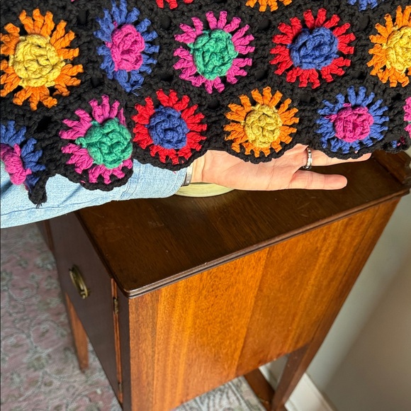 FARM Rio Black Crocheted Tank with Bright Multicolor Floral Motifs - Picture 9 of 9